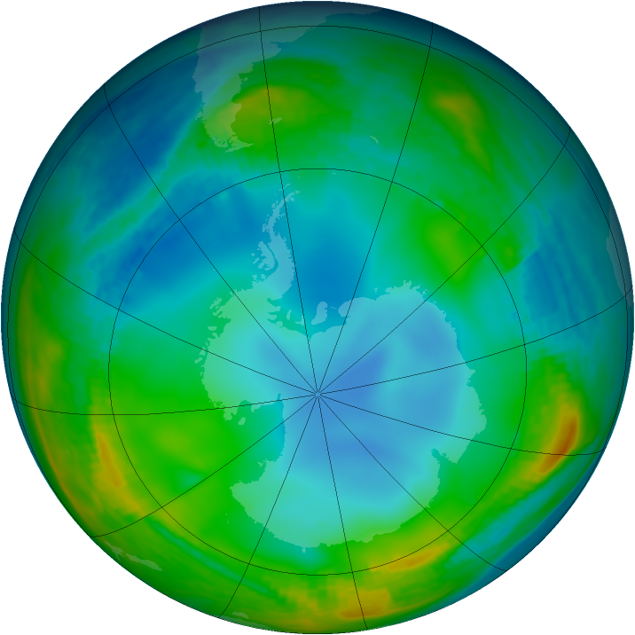 Antarctic ozone map for 21 June 1987